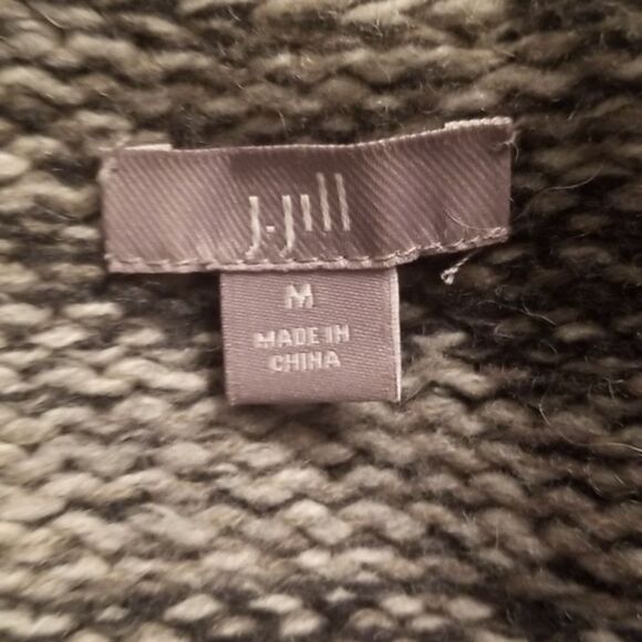 J Jill Cardigan Wool Blend Gray Knit Rhinestones Size Medium - Picture 5 of 8